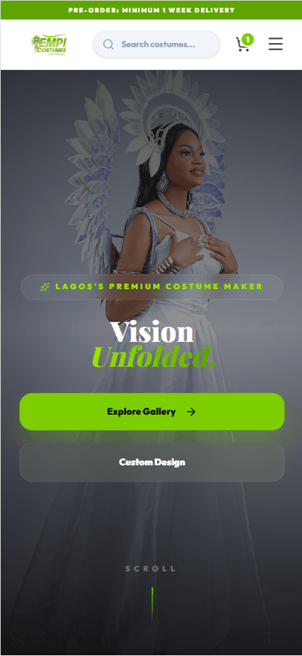 EMPI Costumes & Event Rental Platform: Mobile storefront
