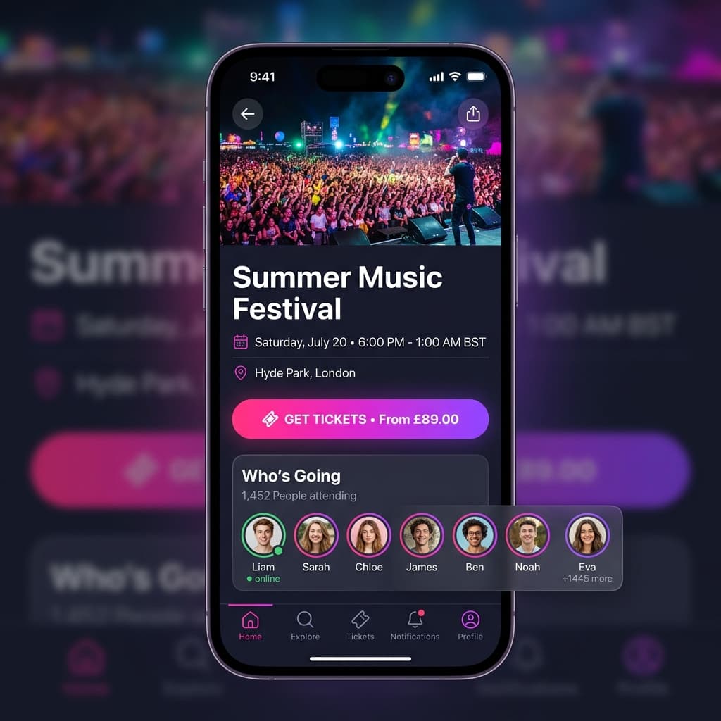 Padyz — Social Event Ticketing interface preview
