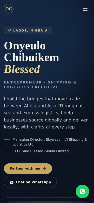 Executive Portfolio — Onyeulo Chibuikem Blessed: Mobile homepage
