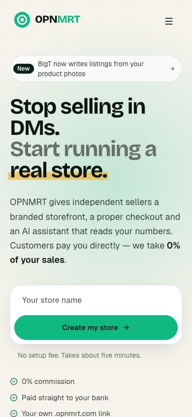 Mobile homepage